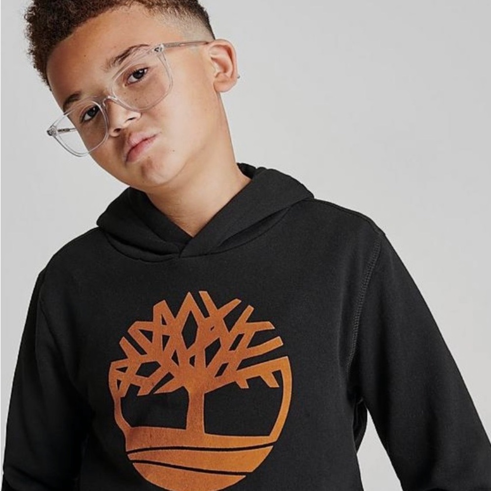 Timberland Black Hoodie with Orange Logo